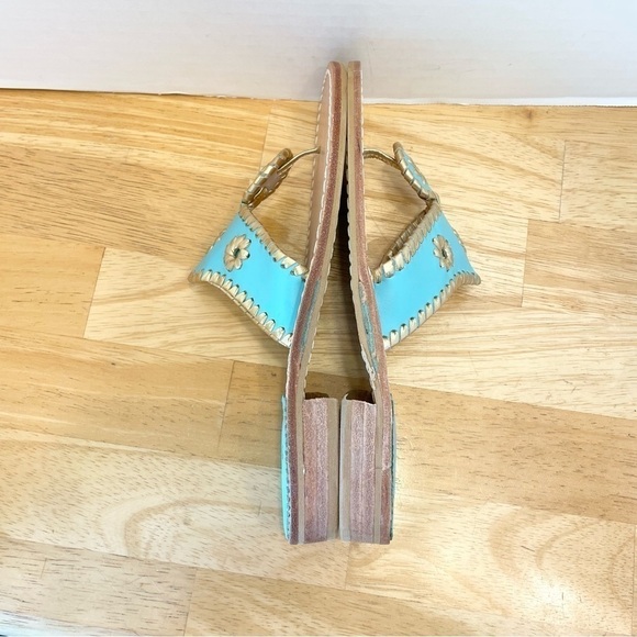 Jack Rogers Nantucket Mint Green Gold Thong Sandal 7M - Picture 4 of 8